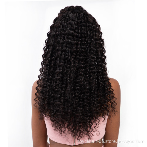 Brazilian Mink Virgin Human Hair Deep Wave Curly Semi half wig HD Lace Front Braided Long Wigs with Baby Hair